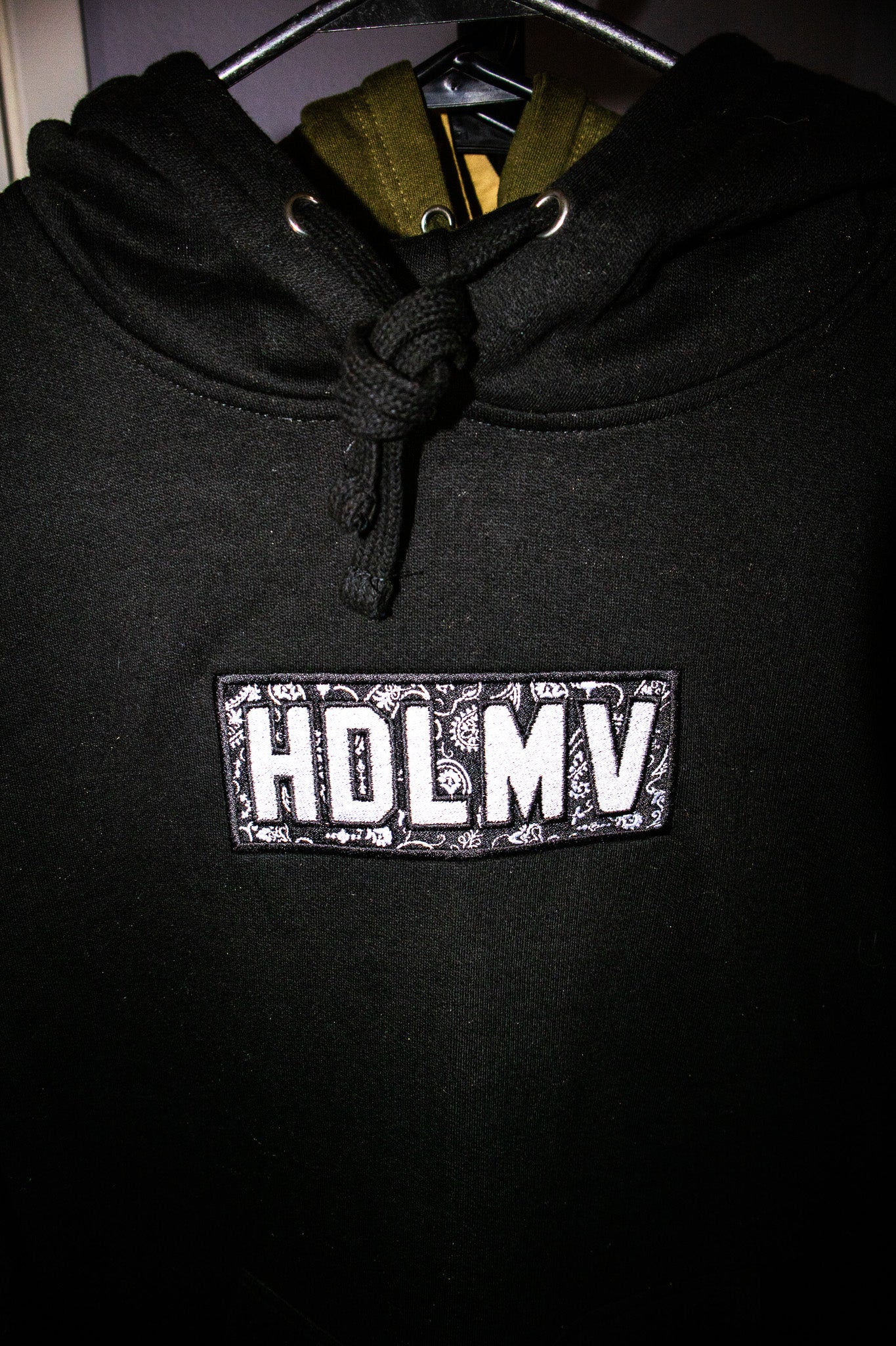 "HDLMV PAISLEY BOX LOGO HOODIE"  BLACK