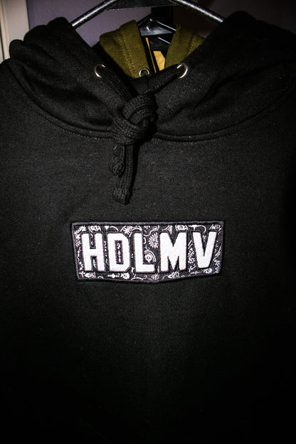 "HDLMV PAISLEY BOX LOGO HOODIE"  BLACK